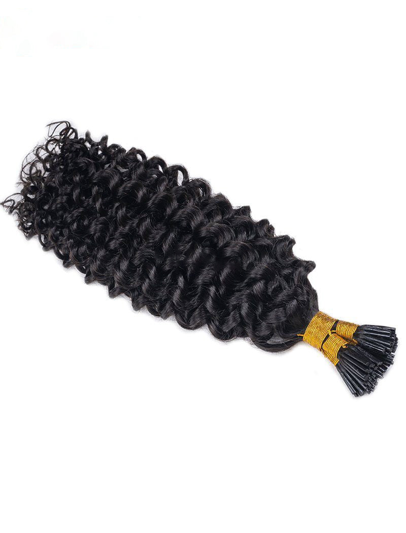 I Tip Human Hair Extensions Curly (With Free Beads,Loop Threader) - ygwigs