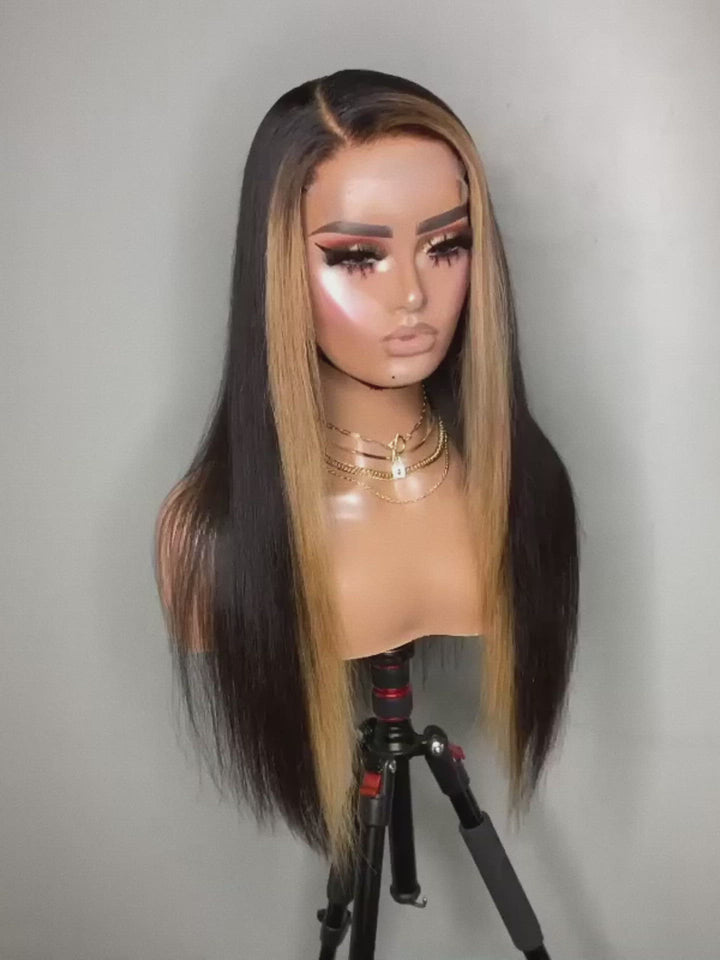    t-part-lace-wig-straight-blonde-highlights-skunk-stripe-hair