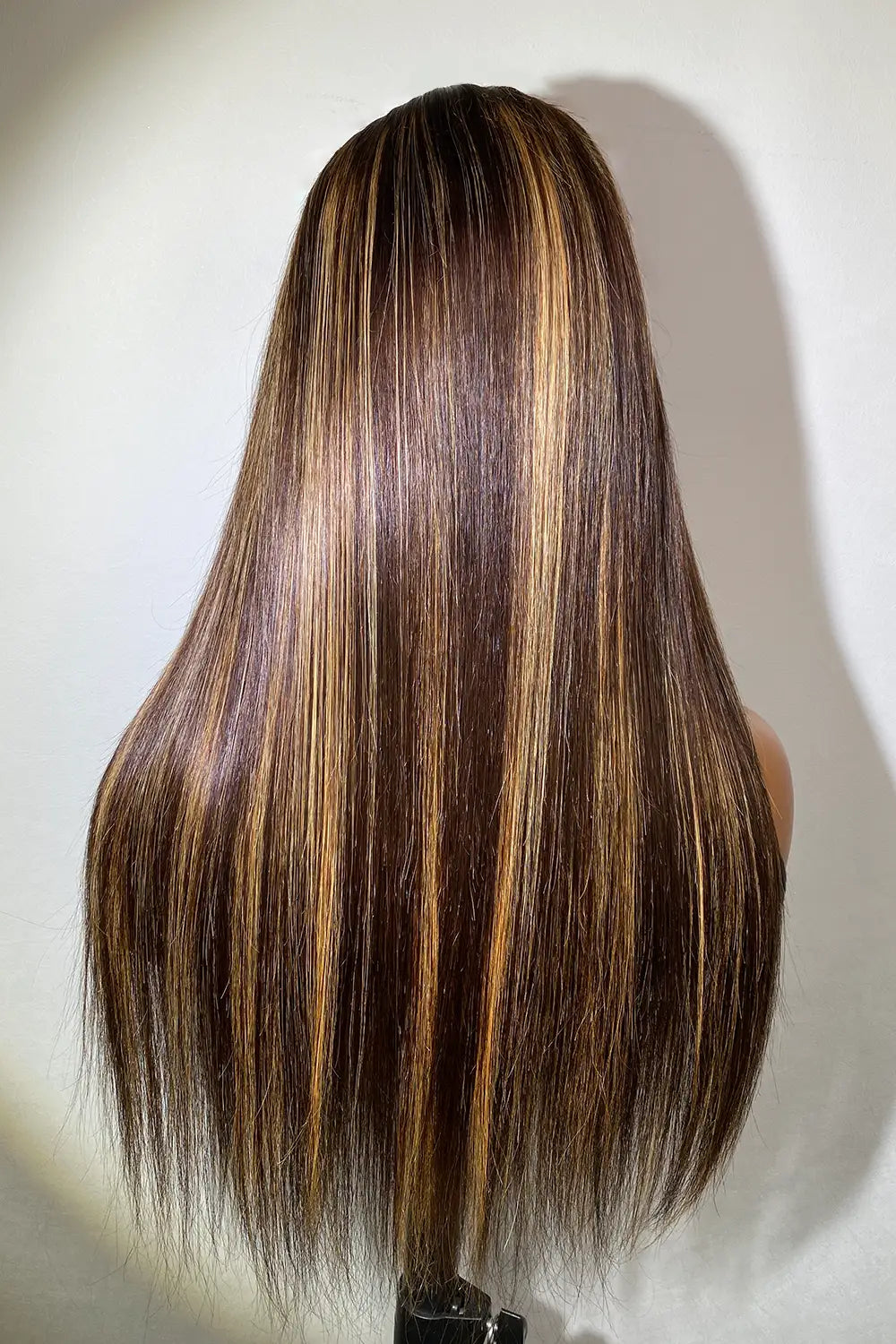 13x6 Glueless Hd Lace Brown Wig with Blonde Highlights Bone Straight