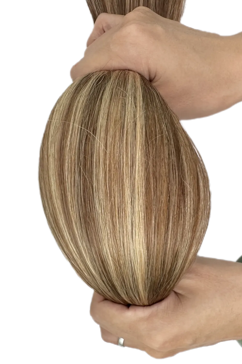 Clip in Extensions Lace Edge Double Weft Brown With Blonde Highlights