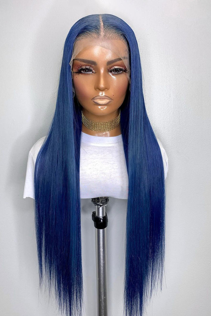 13x6 Glueless Hd Lace Wig Blue Straight-HD48