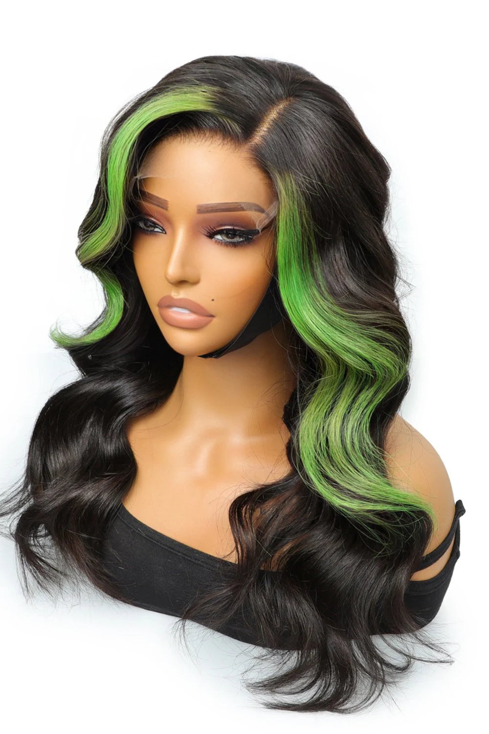 green-skunk-stripe-wig-gluess-hd-lace-frontal-human-hair-body-wave-1