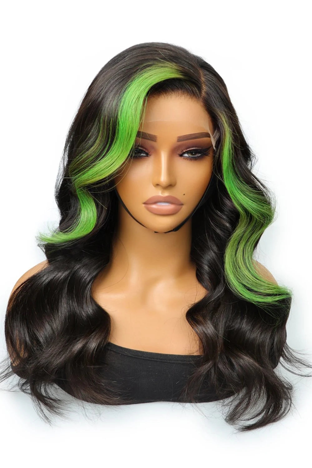 Sexy Green Body wave human hair lace front wig Amazon.com : GGEDUO Green Ombre Lace Front Wig Human Hair  main image 3