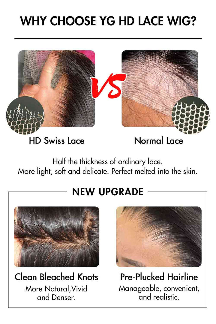 13*6 HD Swiss Lace Frontal Natural Straight Human Hair Fake Scalp Wig