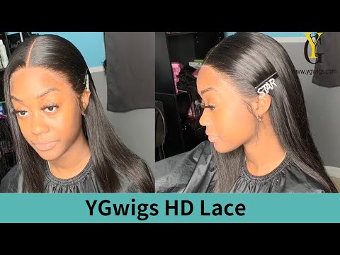 360 HD transparent glueless Lace Wigs virgin hair long black Straight -vidio