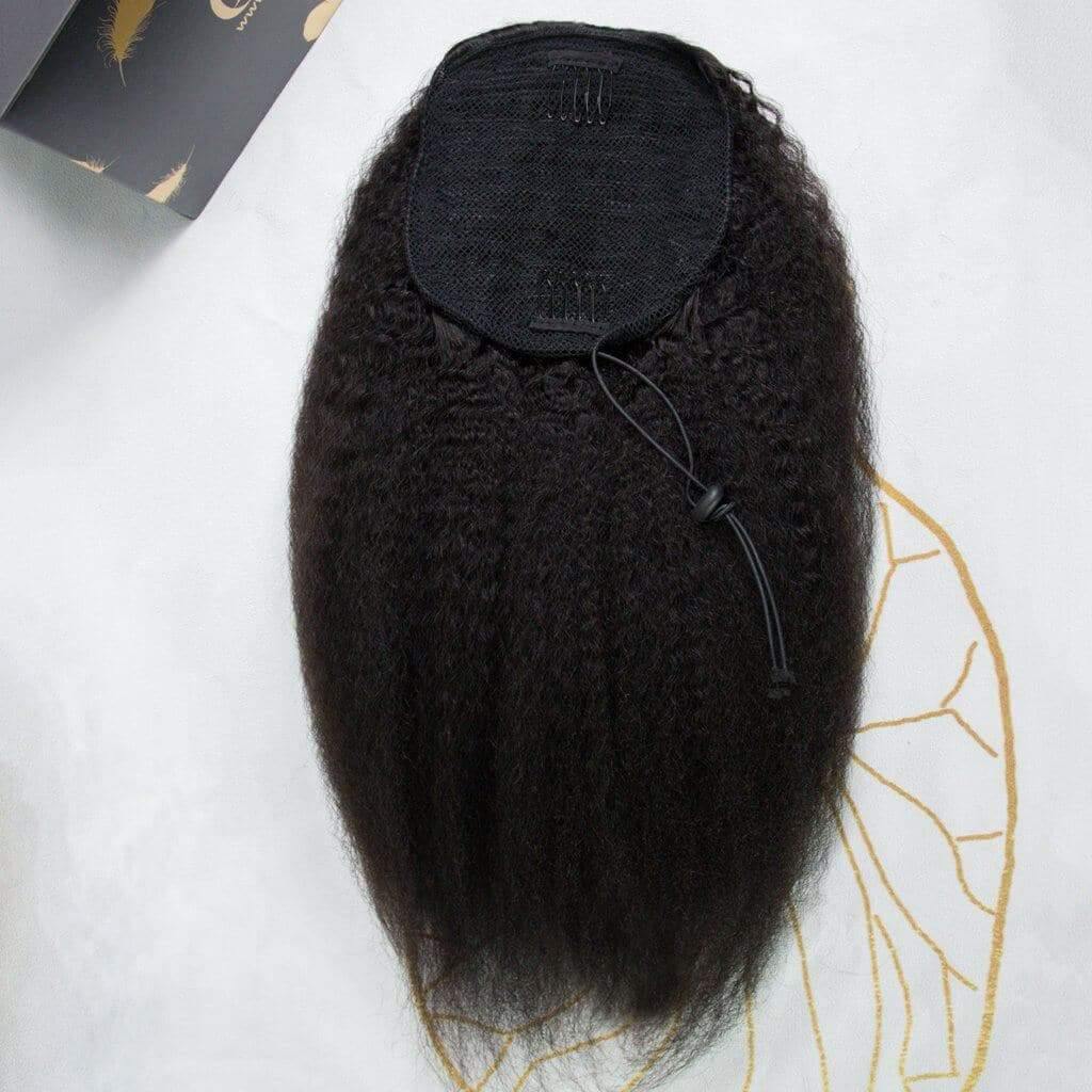 Ygwigs kinky straight natural color ponytail-4