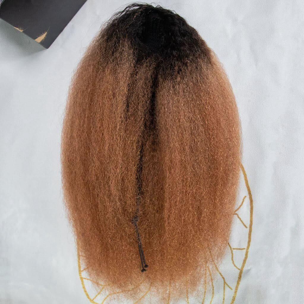 Ygwigs kinky straight mix brown ponytail-9