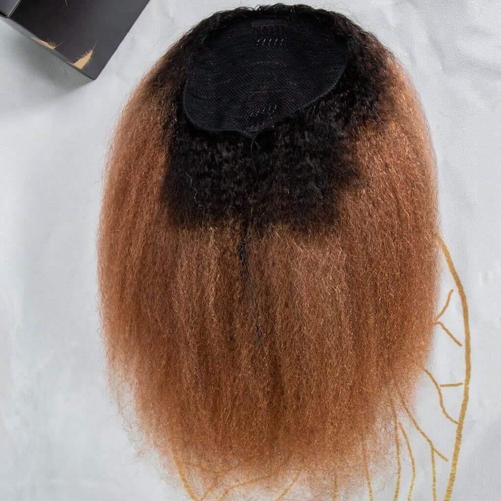 Ygwigs kinky straight mix brown ponytail-2