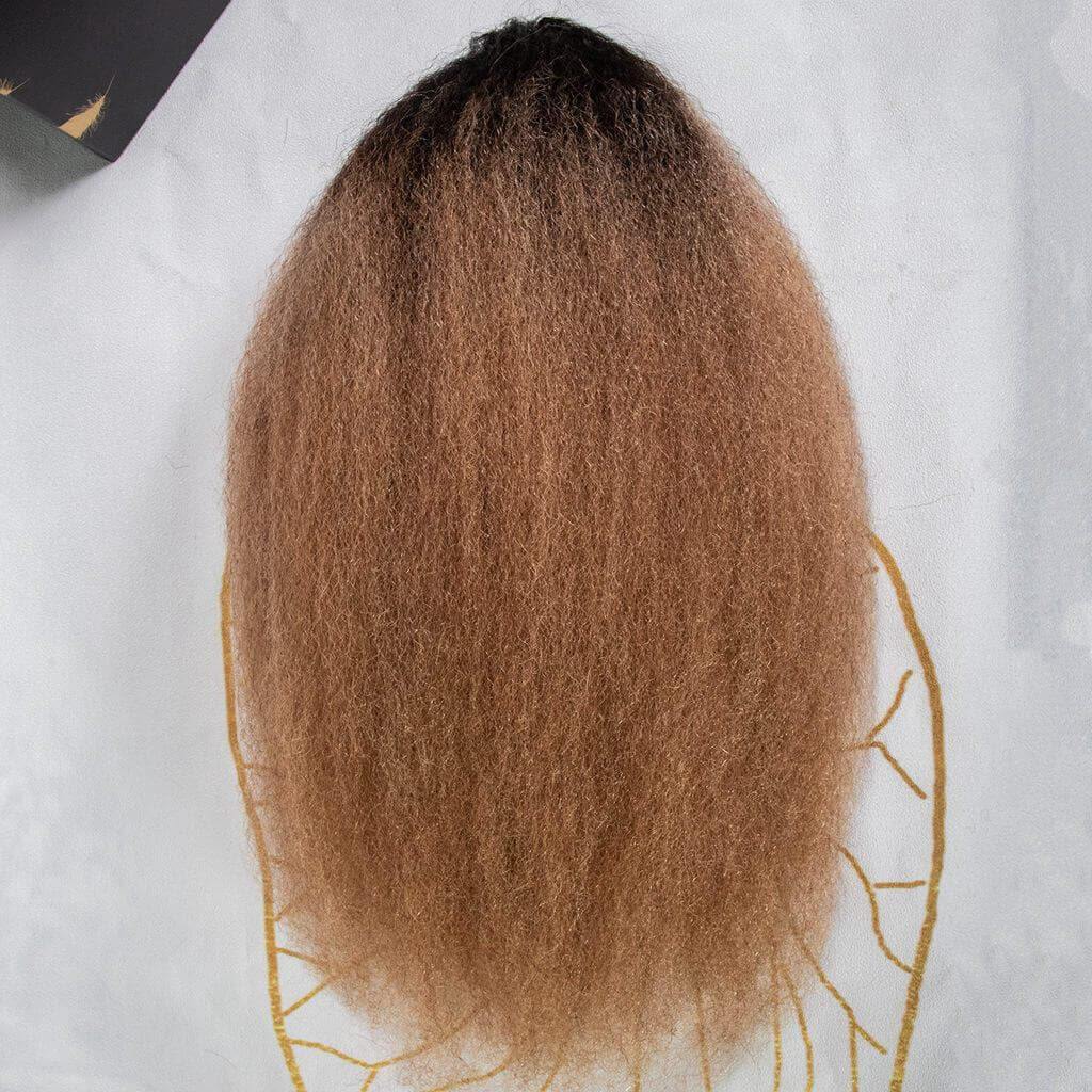 Ygwigs kinky straight mix brown ponytail-4