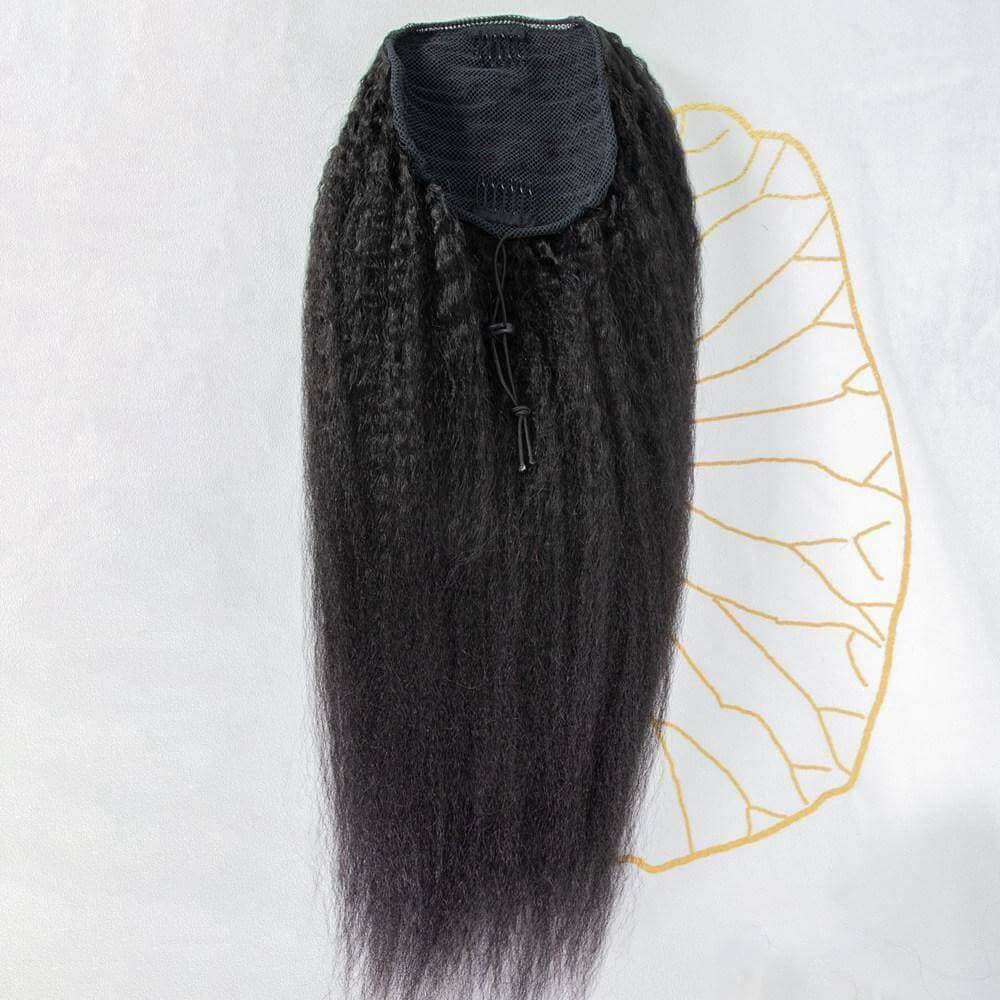 Ygwigs kinky straight natural color ponytail-2