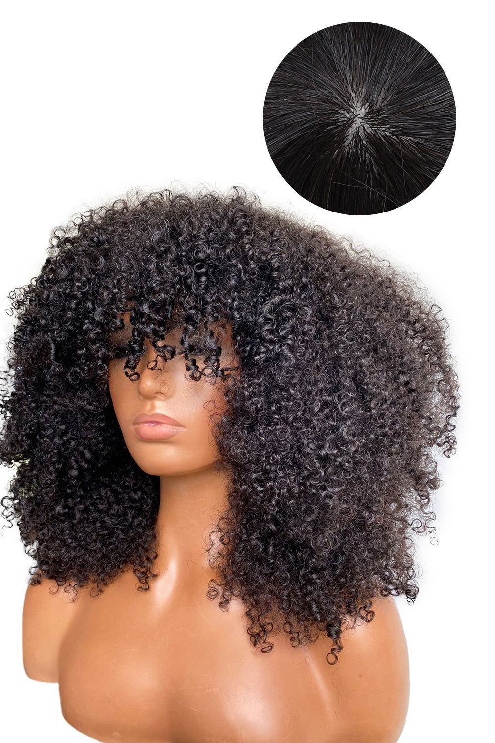 Pelucas de cabello humano con parte superior del cuero cabelludo sin encaje rizado rizado MM05