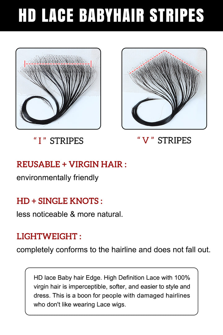 Bordes de cabello de bebé de encaje HD reutilizables de 5 a 6 pulgadas