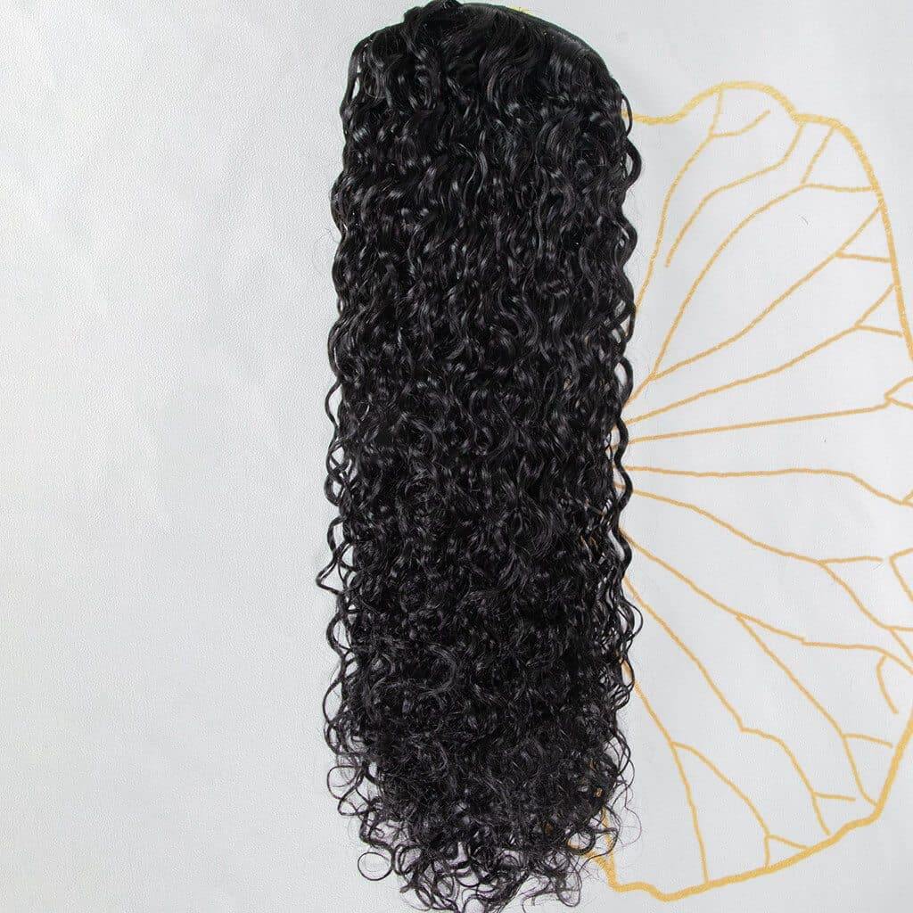hair piece ponytail with palm clip drawstring Water Wave Natural Color Drawstring Ponytail 120-150g 24 inch