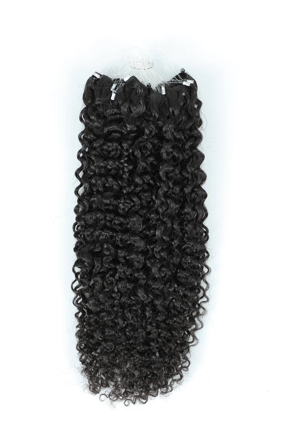 Weft Extensions with Beads Curly Brazilian Virgin Hair