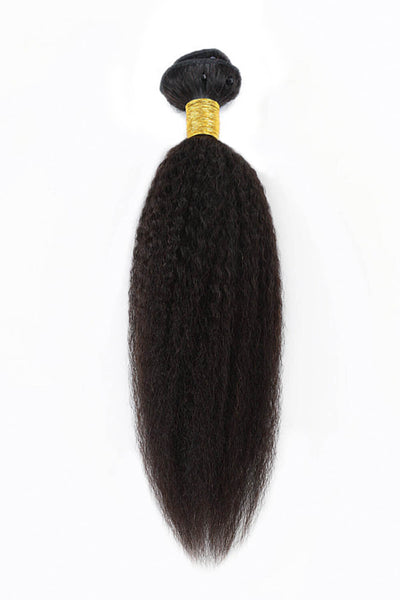 Weft Hair Extensions with Microbeads Kinky Straight Black Virgin Hair