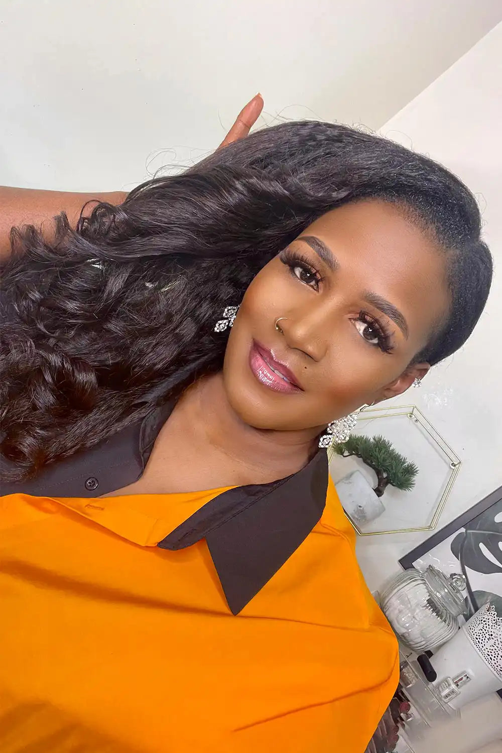 Weft Hair Extensions with Microbeads Kinky Straight Black Virgin Hair