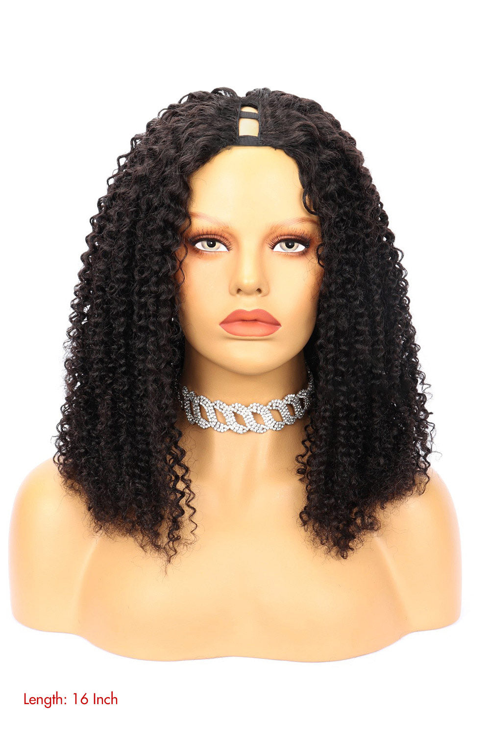 U Part Wig Kinky Curly Human Hair Natural Look Style UP03