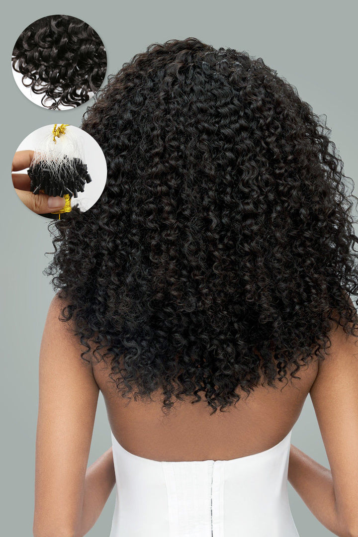 Micro Ring Human Hair Curly Extensions For Black Hair