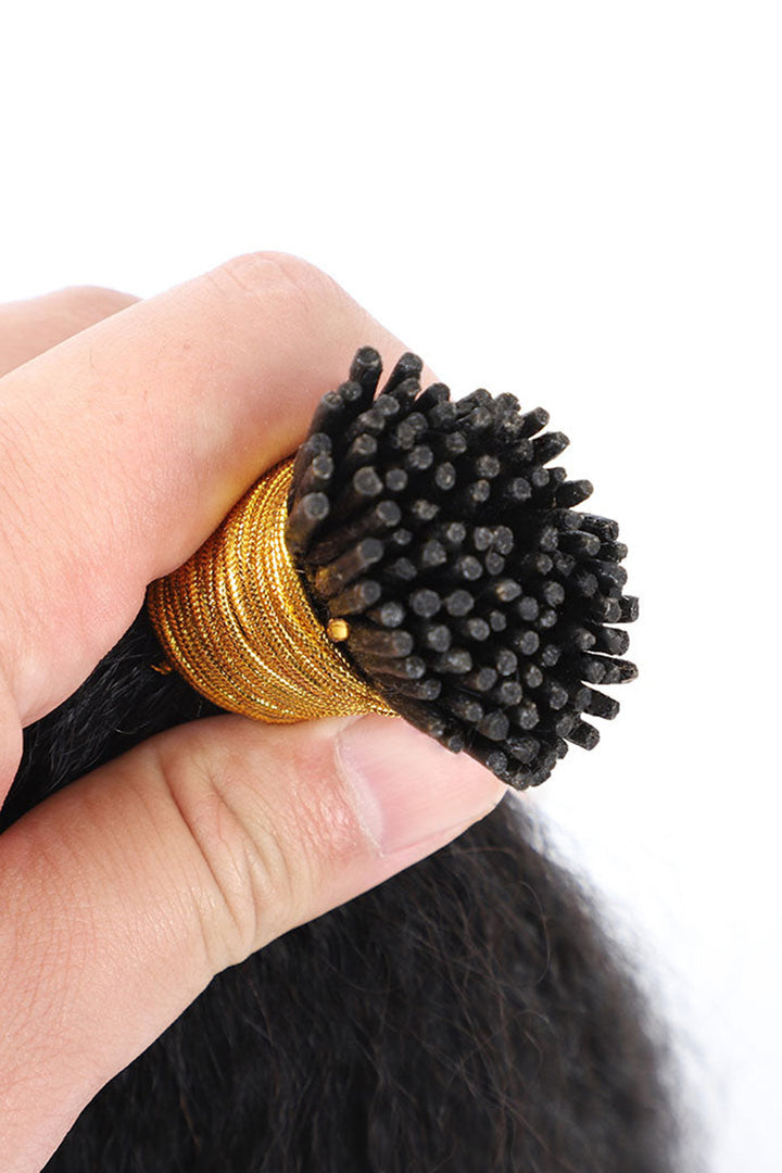 Inclino extensiones de cabello humano Remy rizado de cabello negro