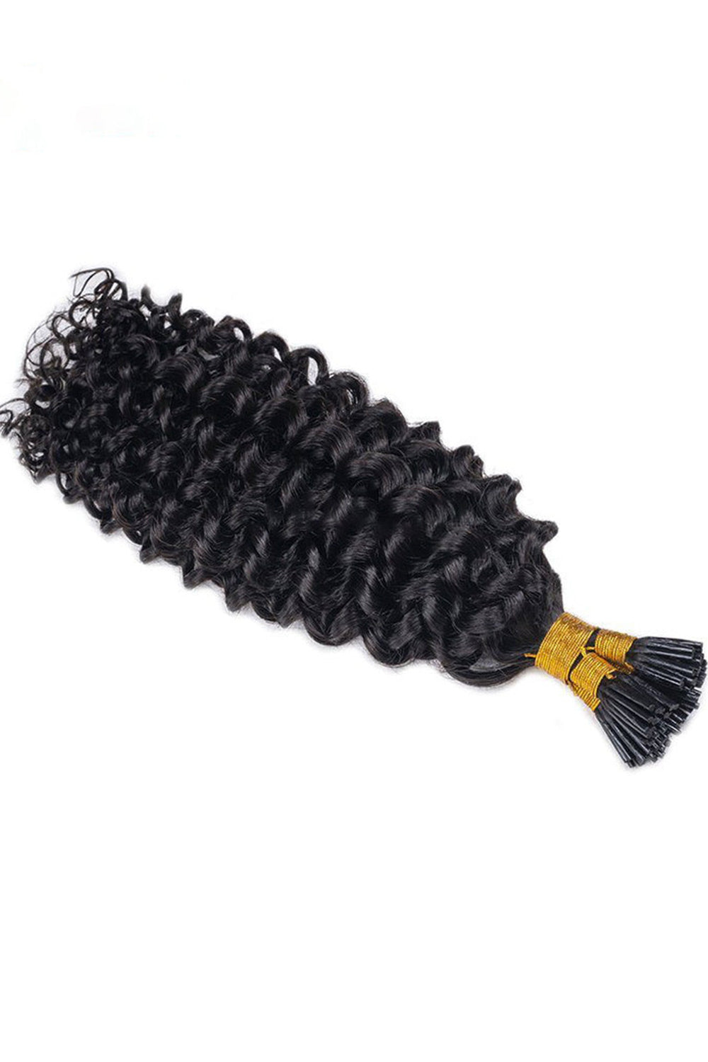 I Tip Black Hair Curly Remy Human Hair Extensions