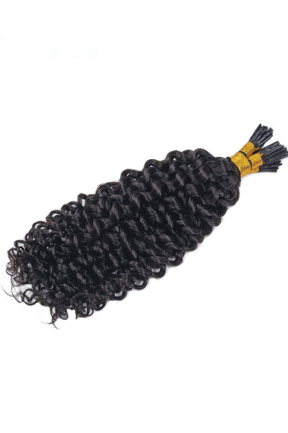 I Tip Black Hair Curly Remy Human Hair Extensions