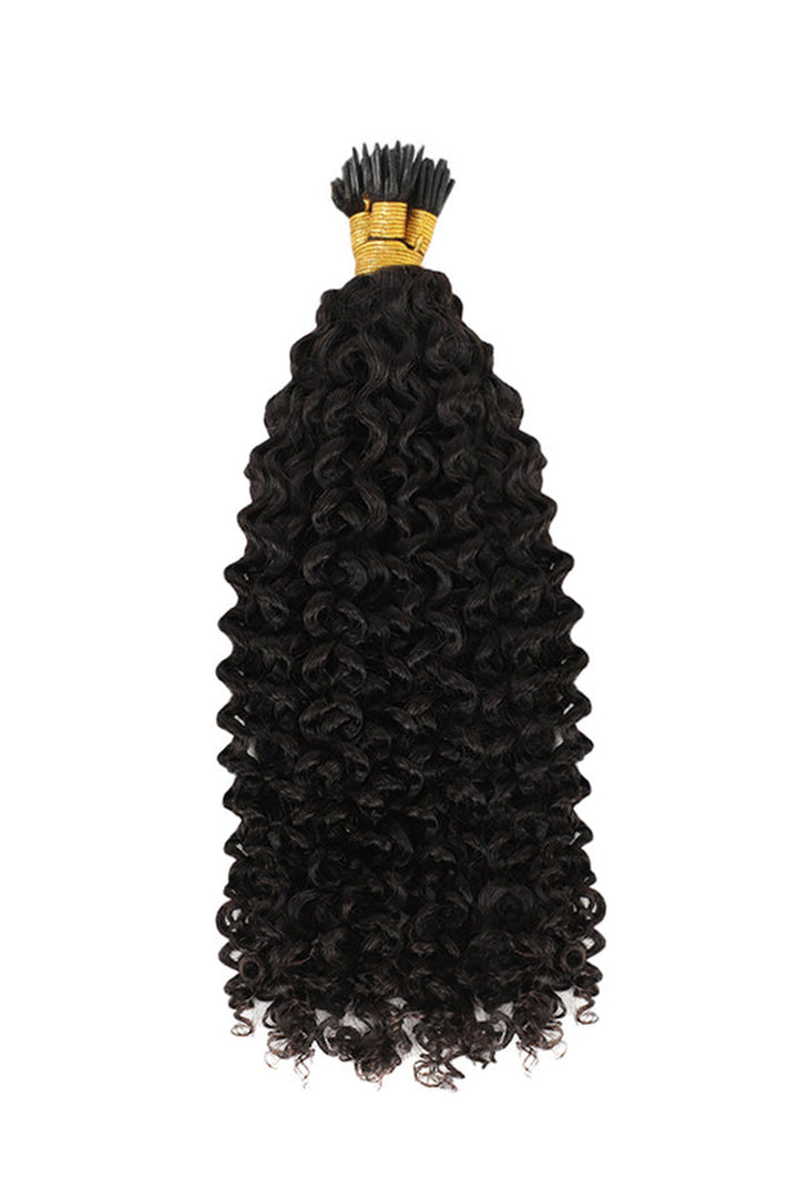 I Tip Black Hair Curly Remy Human Hair Extensions