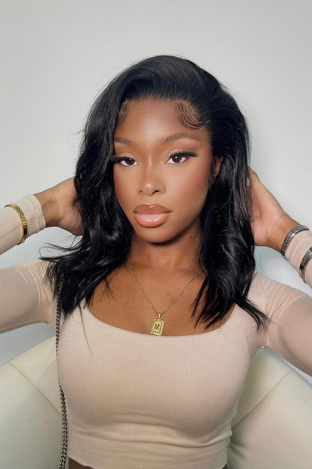 Shoulder Length Long 14 inch Bob 13x6 HD Glueless Lace Front Wig display picture 1