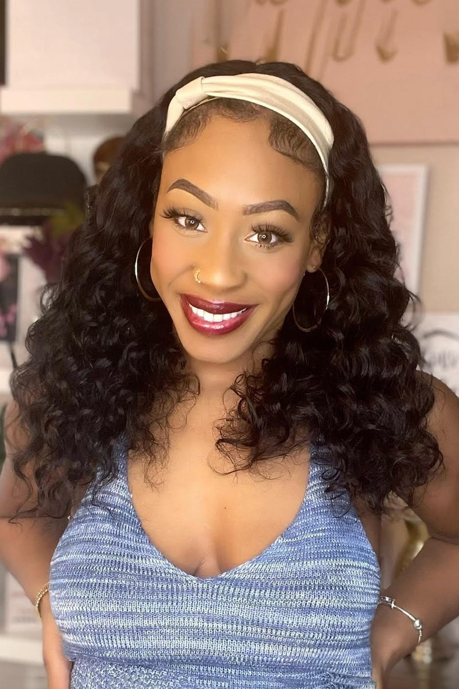 Natural Color Loose Wave Lace Headband Wig Human Hair