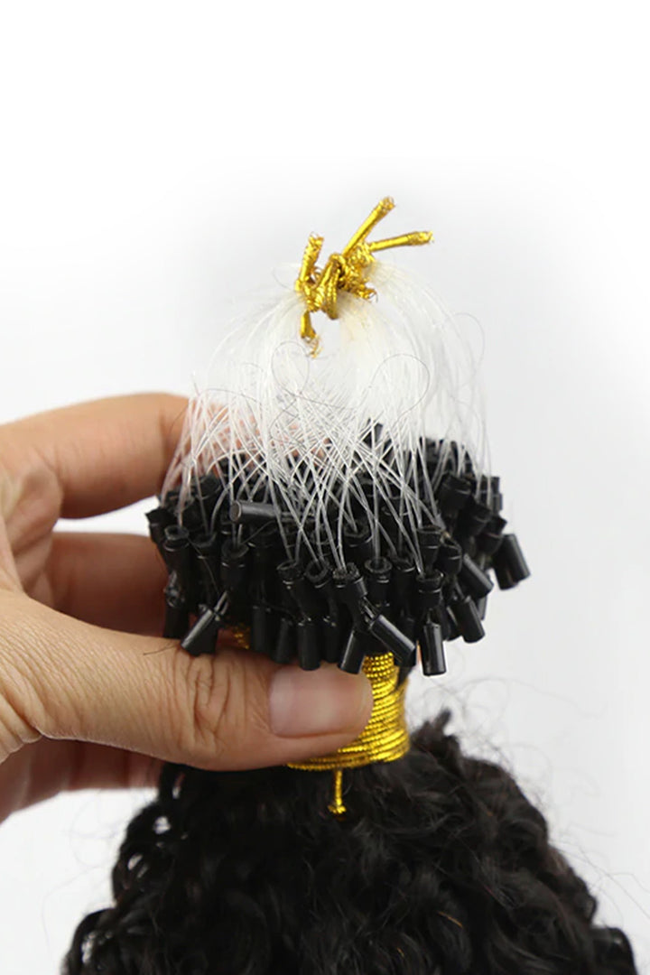 Extensiones rizadas rizadas rizadas micro del cabello humano del anillo para el cabello negro