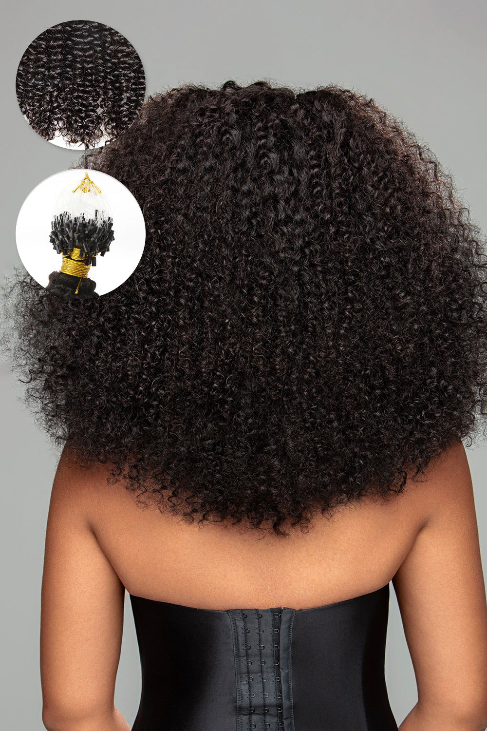 Micro Ring Human Hair Kinky Curly Coily Extensions For Black Hair