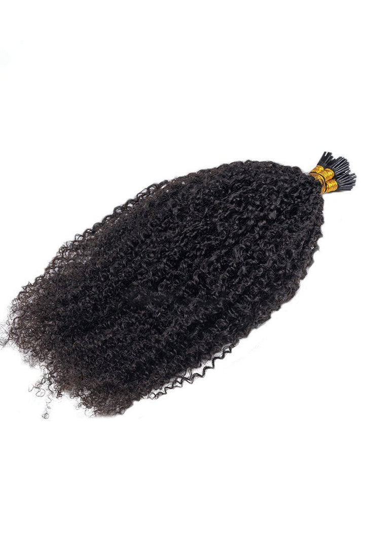 I Tip Black Hair Kinky Curly Remy Human Hair Extensions