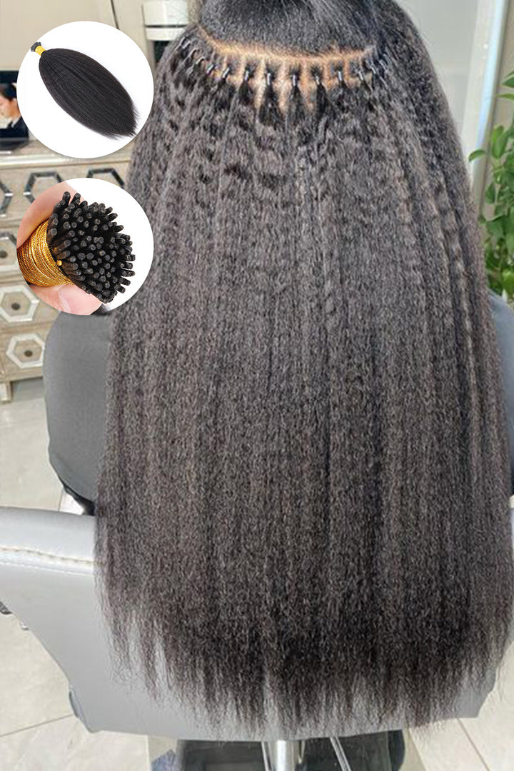 Inclino extensiones de cabello humano Remy liso y rizado de pelo negro
