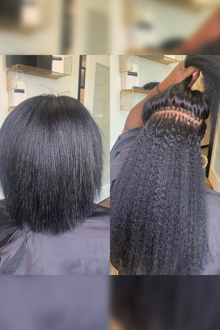 I Tip Black Hair Kinky Straight Remy Human Hair Extensions