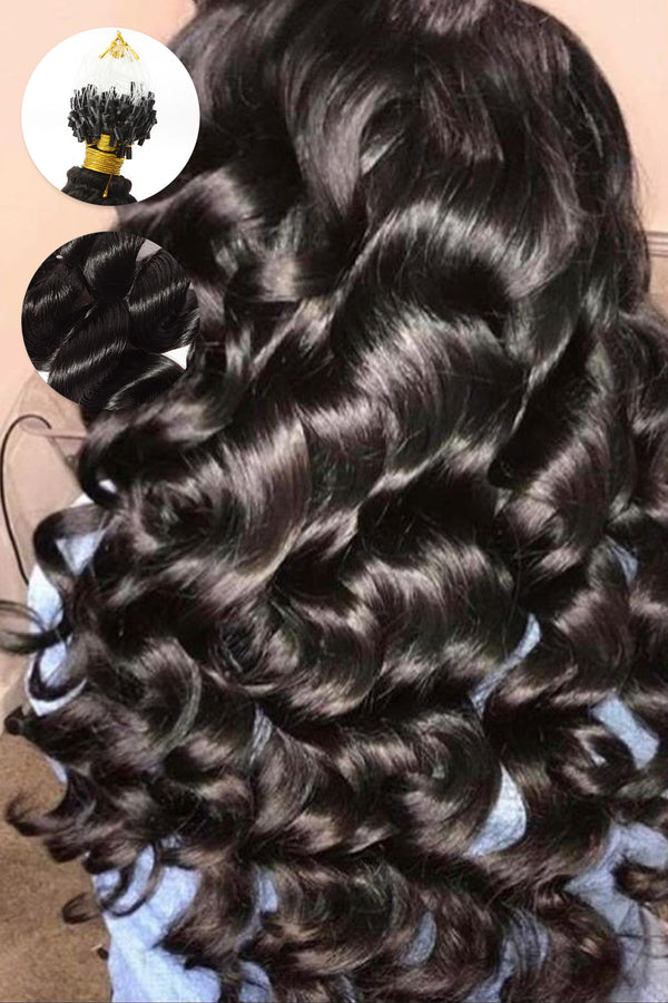 Micro Loop Human Hair Loose Wave Extensions For Black Hair
