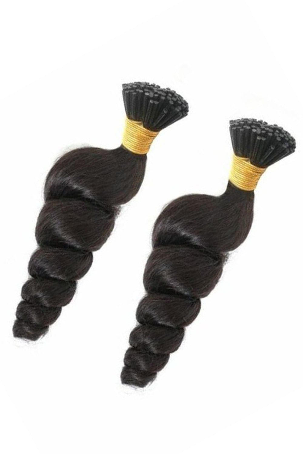 Extensiones de cabello humano Remy de onda suelta con punta de pelo negro