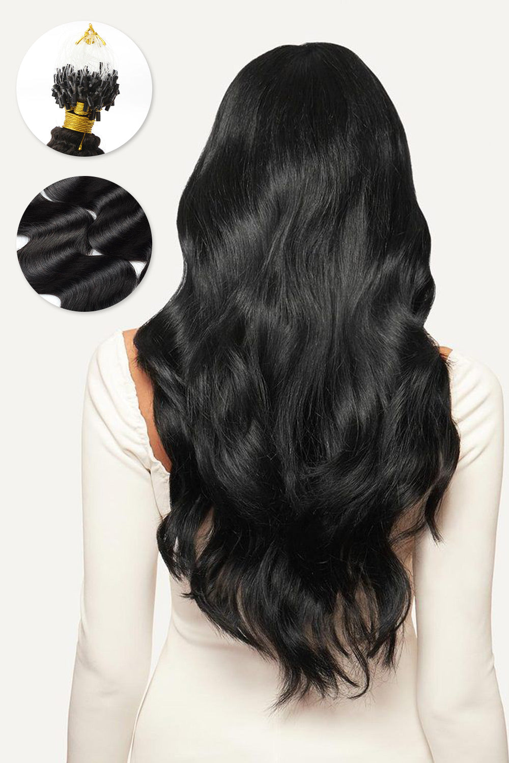 Extensions de vague de corps de cheveux humains micro-anneau pour cheveux noirs