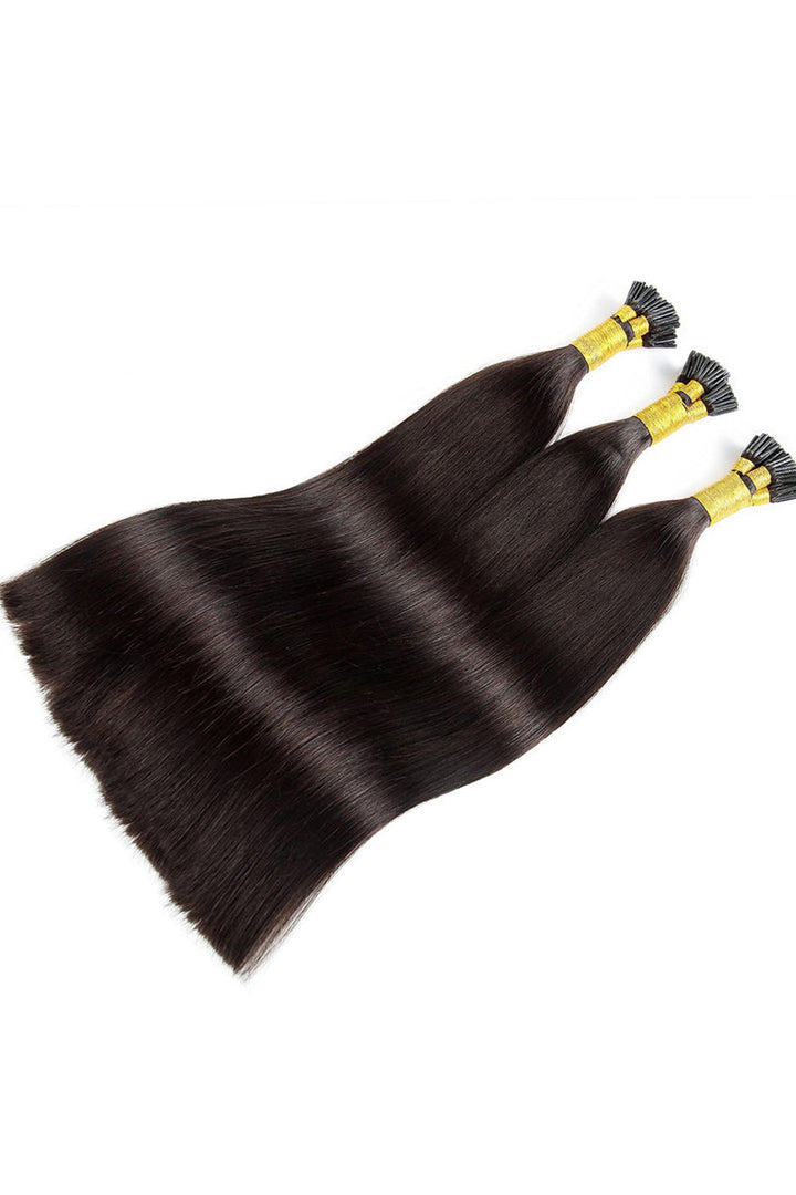 Cabello negro con punta Extensiones rectas de cabello humano Remy 